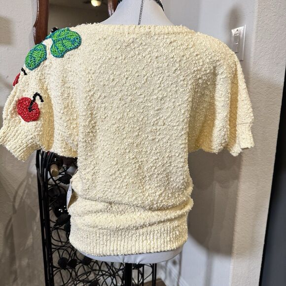 Vintage Leau Vive Sweater Women’s Size Small Fruit Kitschy Statement Dead Stock - Picture 2 of 8